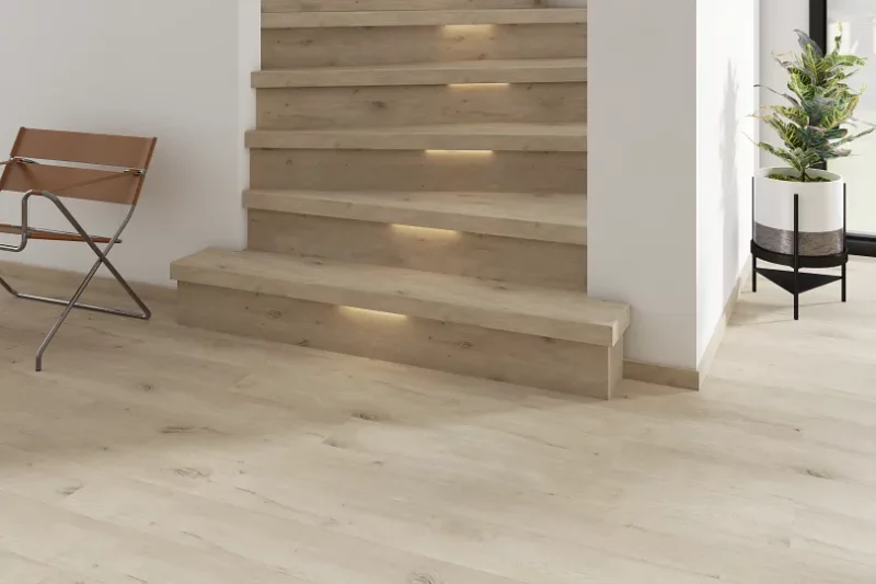Trap en vloer van COREtec met ledverlichting